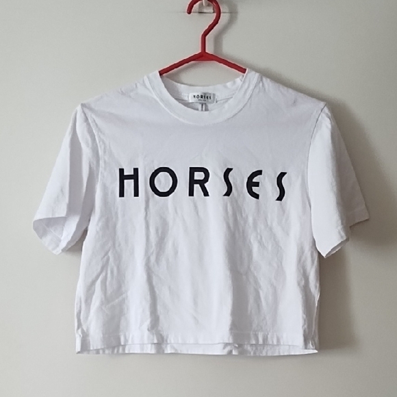 Horses Atelier Tops - HORSES ATELIER White Cotton Crop Tee XS